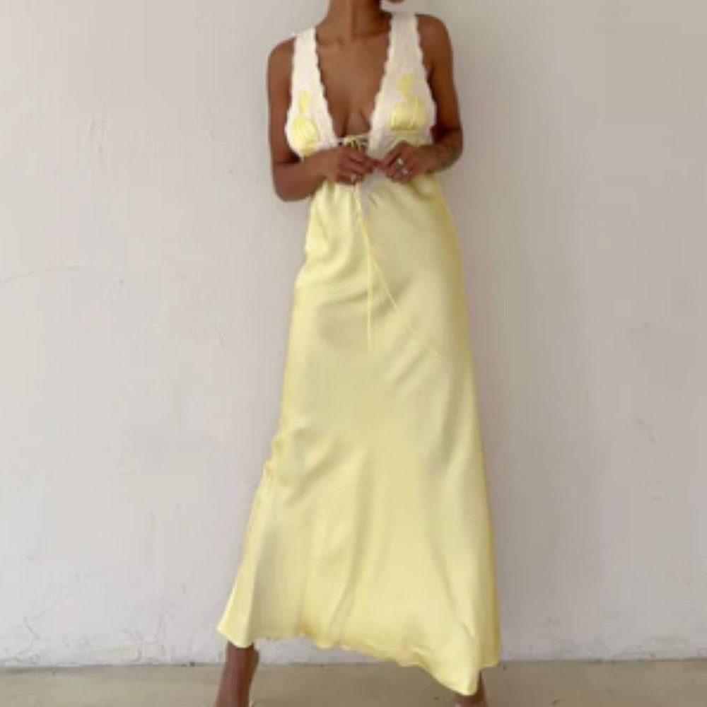 Rumored Venice Maxi Dress Color: Yellow Size : S